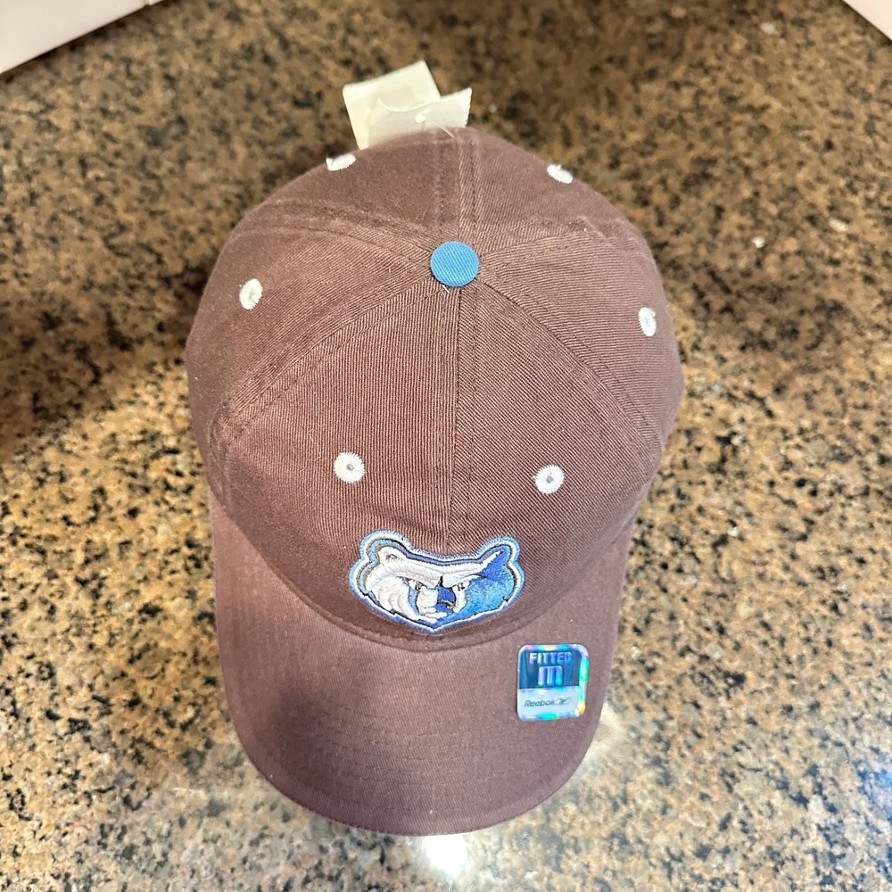 Vtg Memphis Grizzlies Hat Reebok Fitted M Brown Blue NBA Dead Stock New - Picture 2 of 11